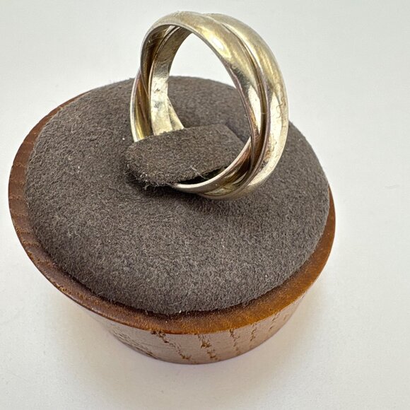 VTG Solid Sterling Silver 925 Interlocking Bands Rolling Rings Size 7.25 - Picture 4 of 9